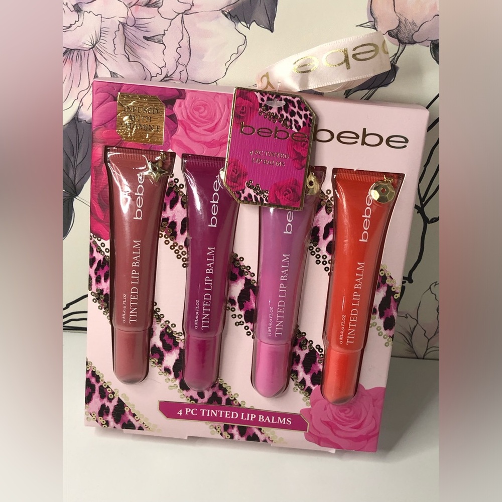 bebe 4-Piece Tinted Lip Balm Set — Rose, Fuchsia, Lilac & Coral Shades